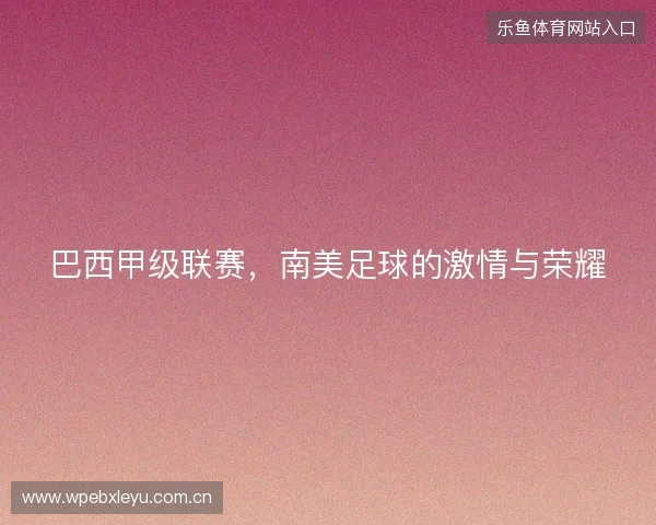 巴西甲级联赛，南美足球的激情与荣耀